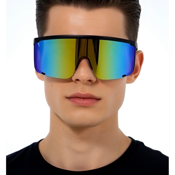 UV‎ Protected Sports Mirrored Wraparound Sunglasses Cycling Cricket Riding Men - Picture 7 of 11